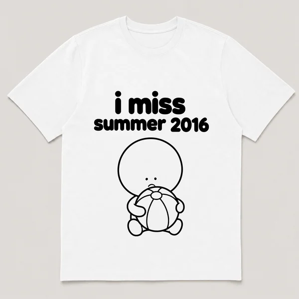lonely boi tee: a small sad cartoon boy hugging a phone catching a small cartoon creature, with the words i miss summer 2016 above him